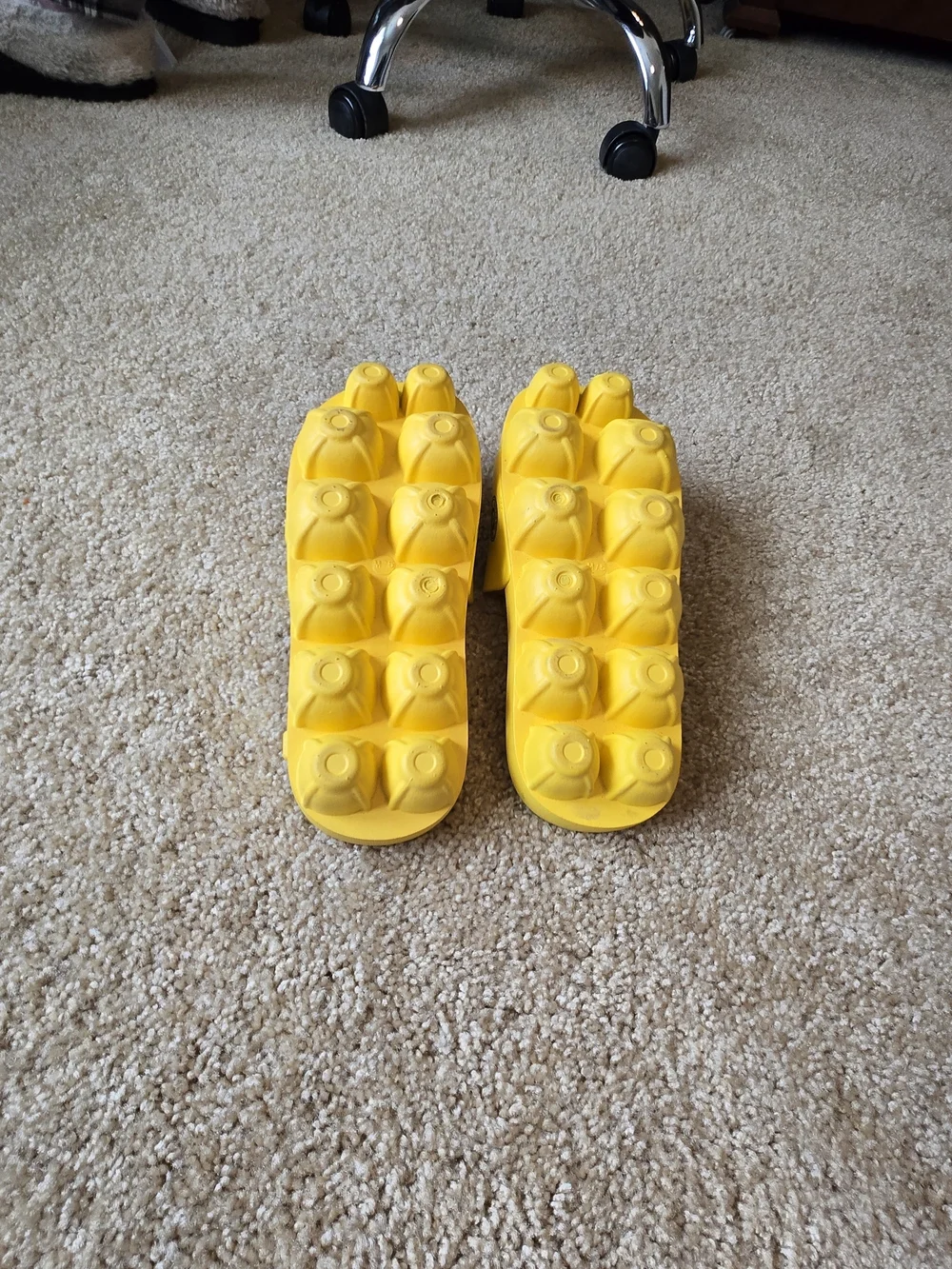 MEOW WOLF- OMEGA MART Farm Fresh Cage Free Toes Yellow Egg Carton Slides Sz. 7.5